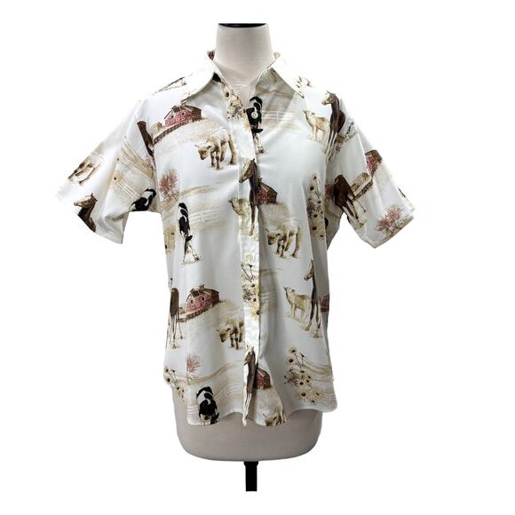 Natural Reflections Size L Short Sleeve Top Baby Farm Animals Western Cowgirl - Picture 4 of 16